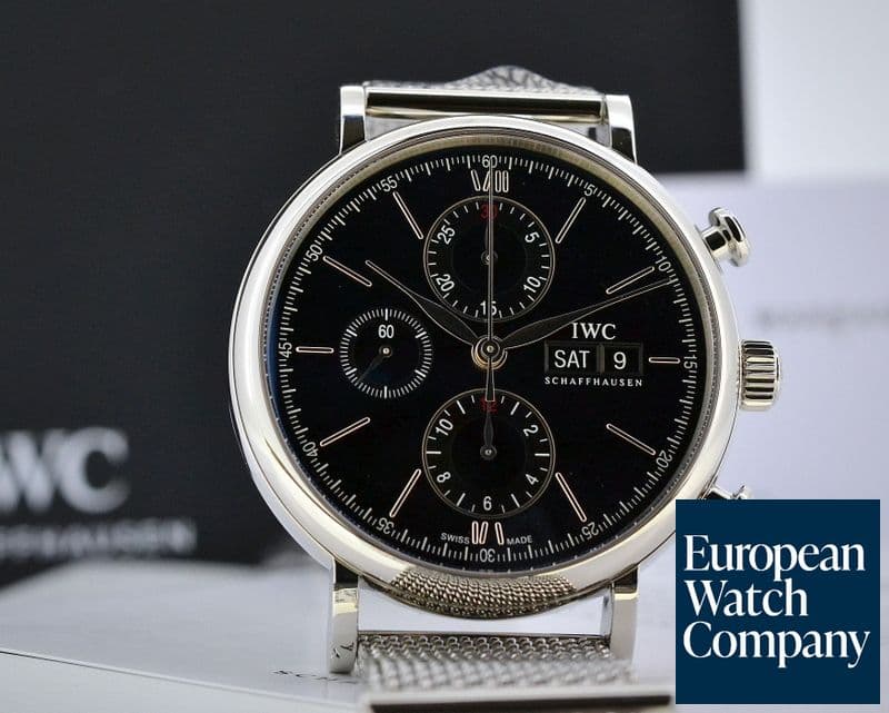 Image of IWC Portofino Chronograph Black Dial SS / SS 