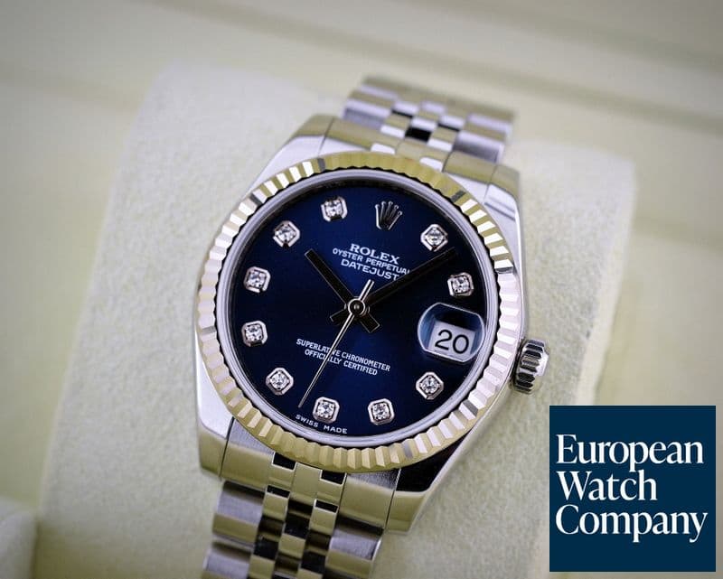 Image of Rolex Datejust Midsize Jubliee SS Blue Diamond Dial