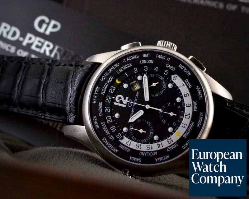 Image of Girard Perregaux World Time WW.TC Chronograph 
Black Dial SS / Alligator