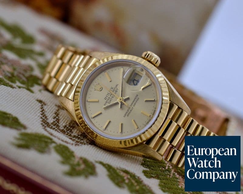 Image of Rolex Ladies Oyster Date President Champagne Dial 18K Yellow Gold 