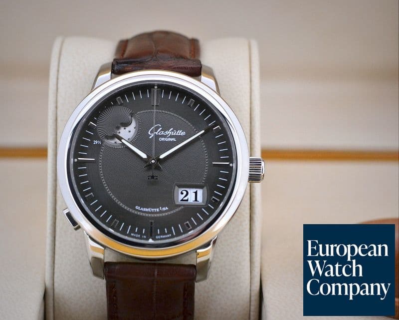 Image of Glashutte Original Senator Panorama Date Moon Phase SS Grey Dial 