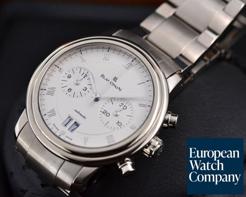 Image of Blancpain Villeret Chronograph Big Date 18K White Gold / Bracelet 