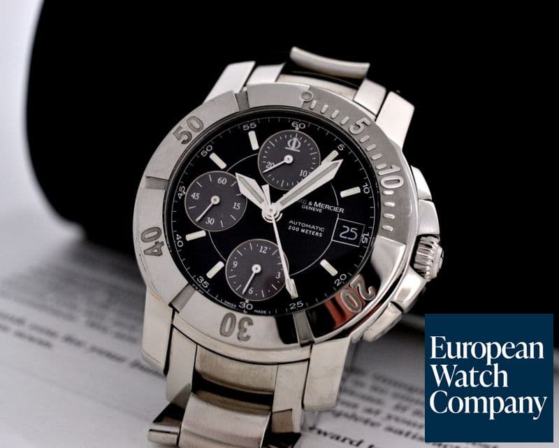 Image of Baume & Mercier Capeland S Chronograph Black Dial SS / SS 
