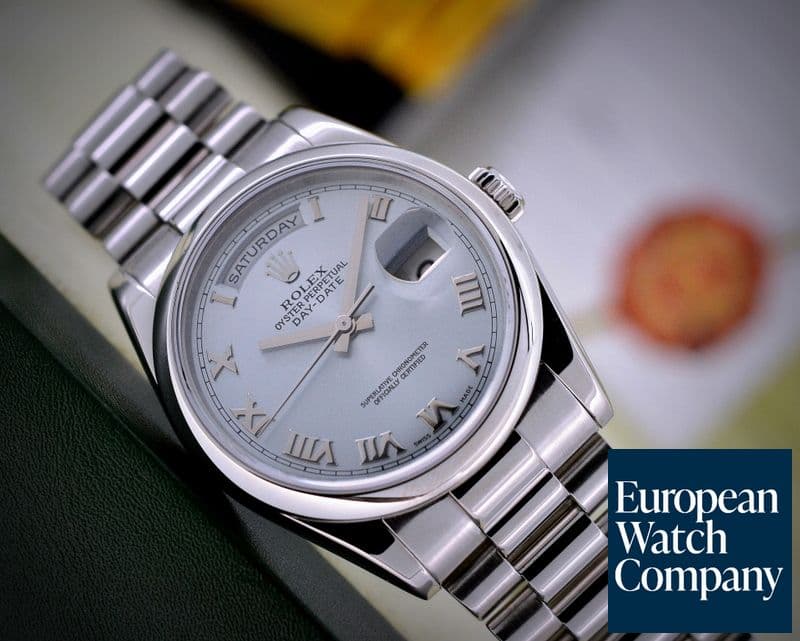 Image of Rolex President Platinum Glacier Roman Dial