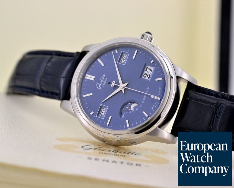 Image of Glashutte Original Senator Perpetual Calendar Platinum Blue Dial 
   