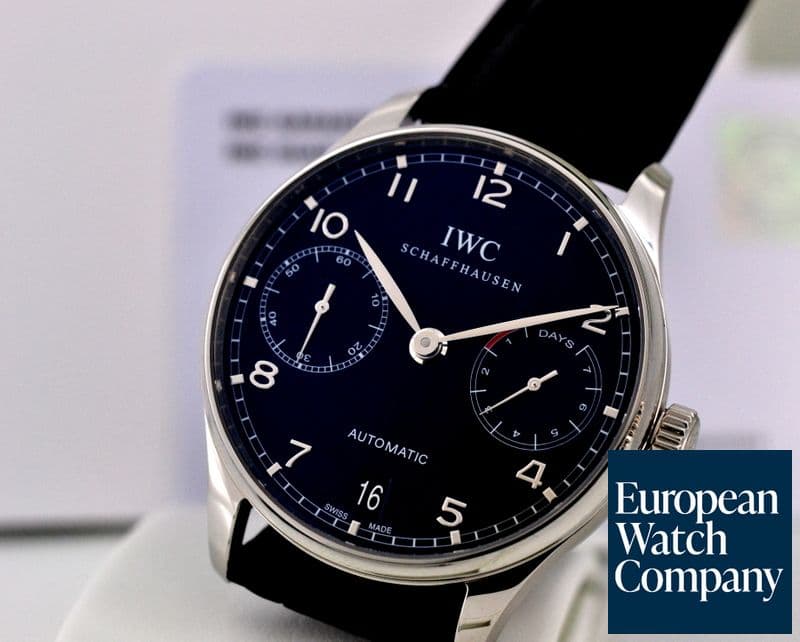 Image of IWC Portuguese 7 Day SS / Black Dial 