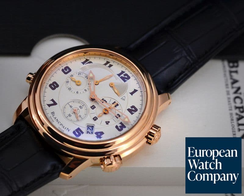 Image of Blancpain Leman Reveil GMT 18K Rose Gold / Silver Dial 