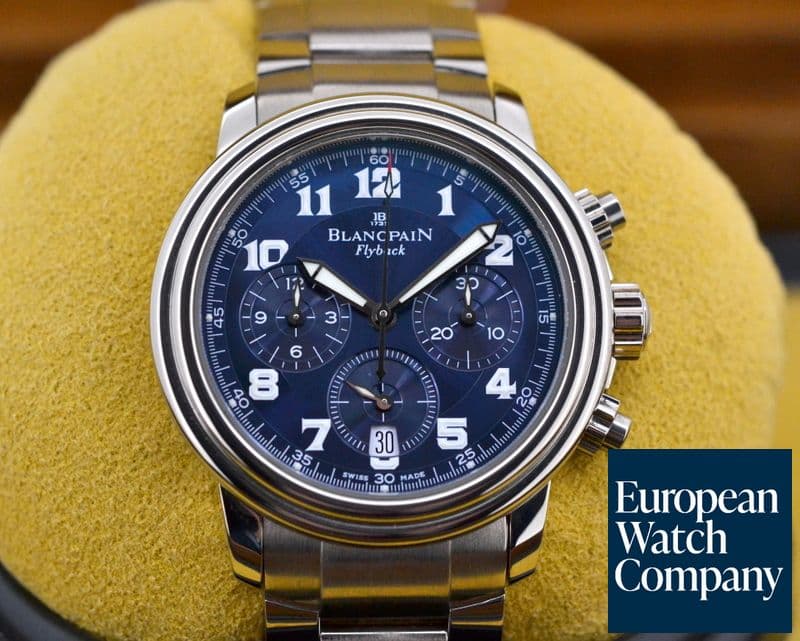 Image of Blancpain Leman Flyback Chronograph Blue Dial 18K White Gold Limited