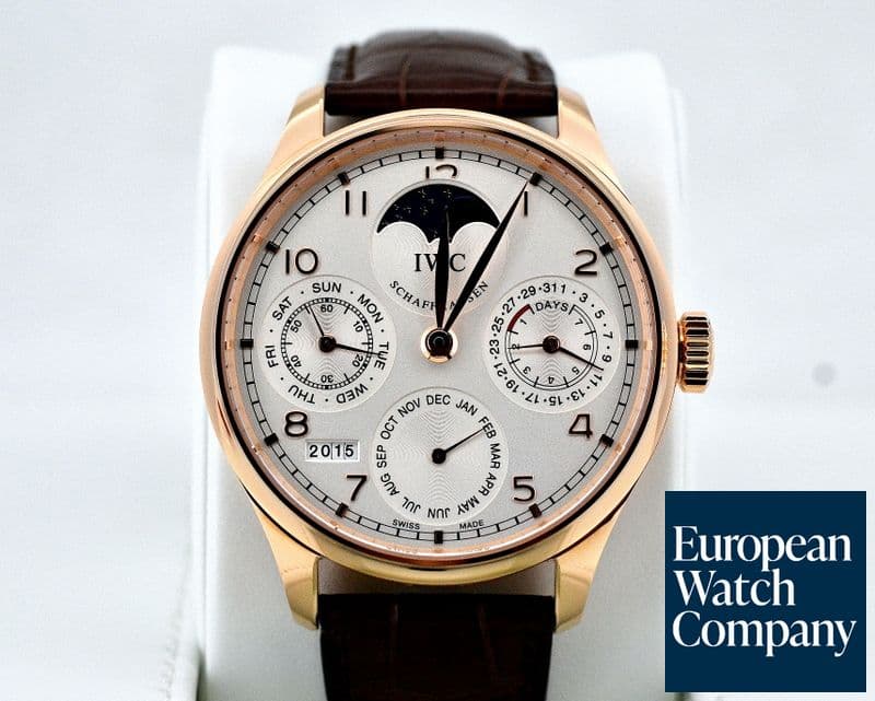Image of IWC Portuguese Perpetual II 18K Rose Gold Silver Dial