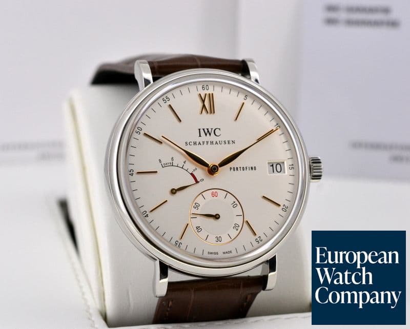 Image of IWC Portofino Hand Wound Eight Days SS Silver Dial 