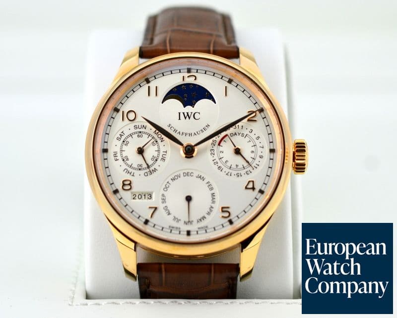 Image of IWC Portuguese Perpetual II 18K Rose Gold Silver Dial