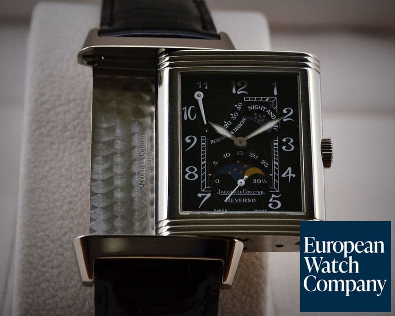 Image of Jaeger LeCoultre Reverso Sun Moon 18K White Gold Black Dial