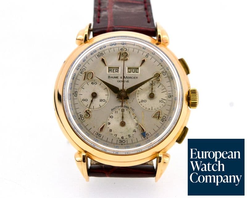 Image of Baume & Mercier Vintage Triple Date Calendar Chronograph 18K Rose Gold