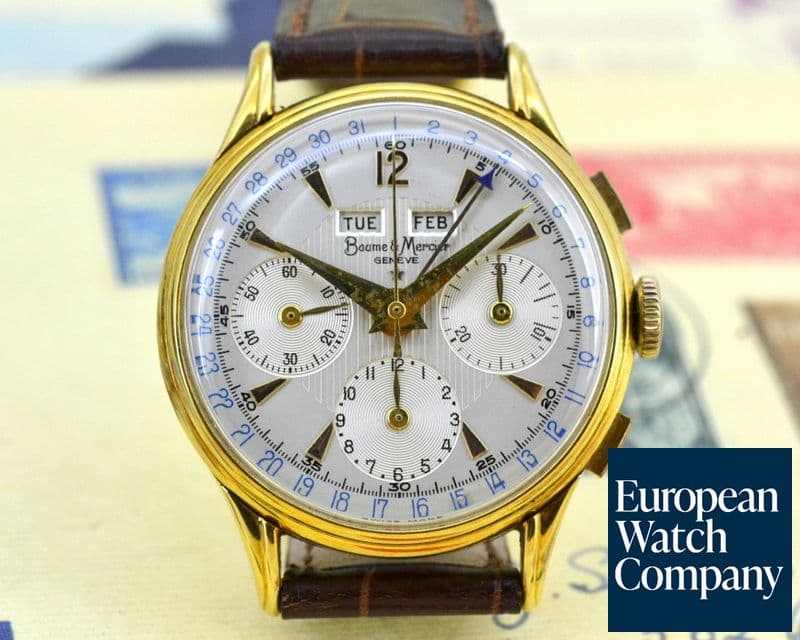 Image of Baume & Mercier Vintage Triple Date Calendar Chronograph 18K Yellow Gold