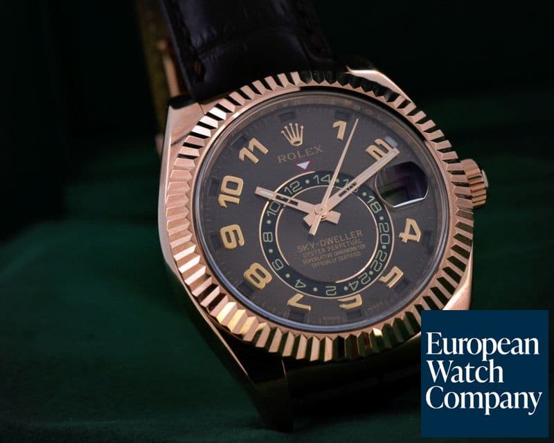 Image of Rolex Sky Dweller Chocolate Dial 18k Rose Gold / Alligator  