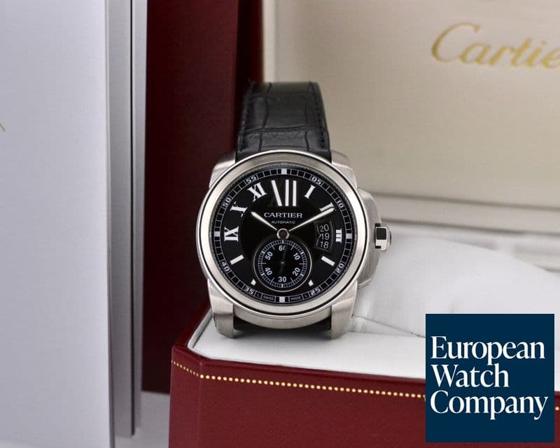 Image of Cartier Calibre de Cartier Black Dial SS / Alligator 