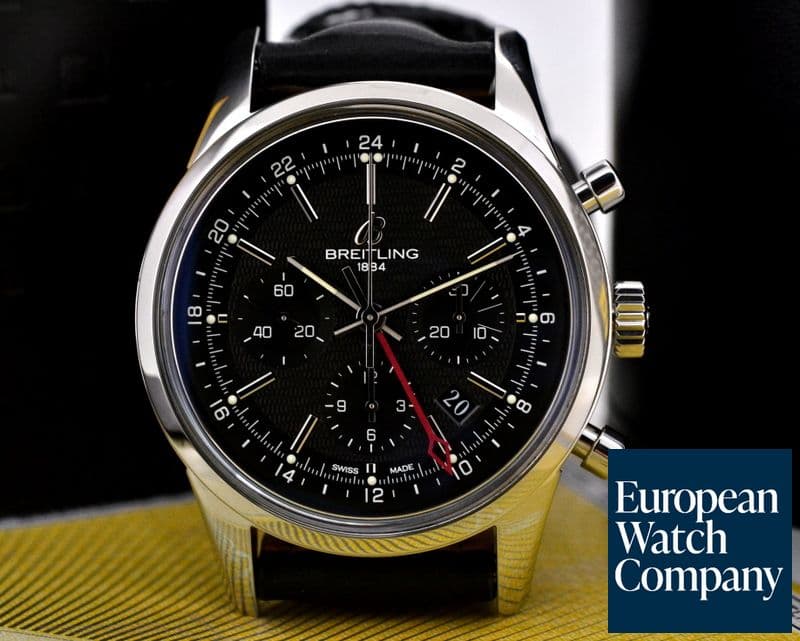 Image of Breitling Transocean Chronograph GMT SS Black Dial 