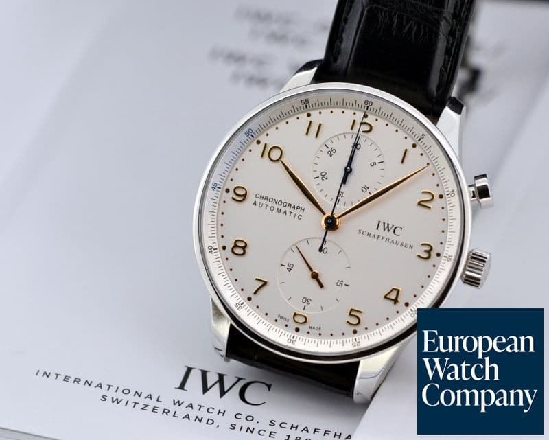 Image of IWC Portuguese Chronograph SS Silver Dial / Gold Numerals 