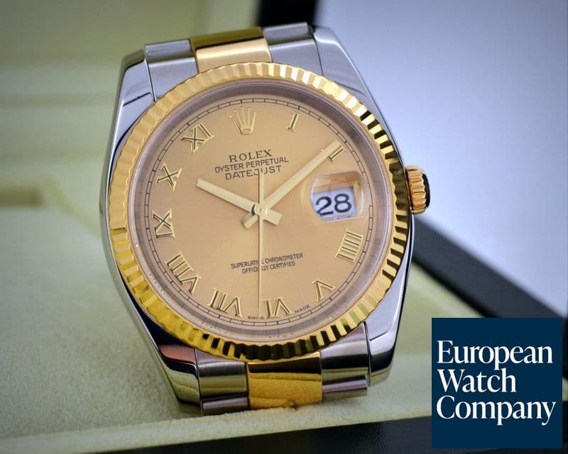 Image of Rolex Datejust Champagne Roman Oyster 18K / SS 