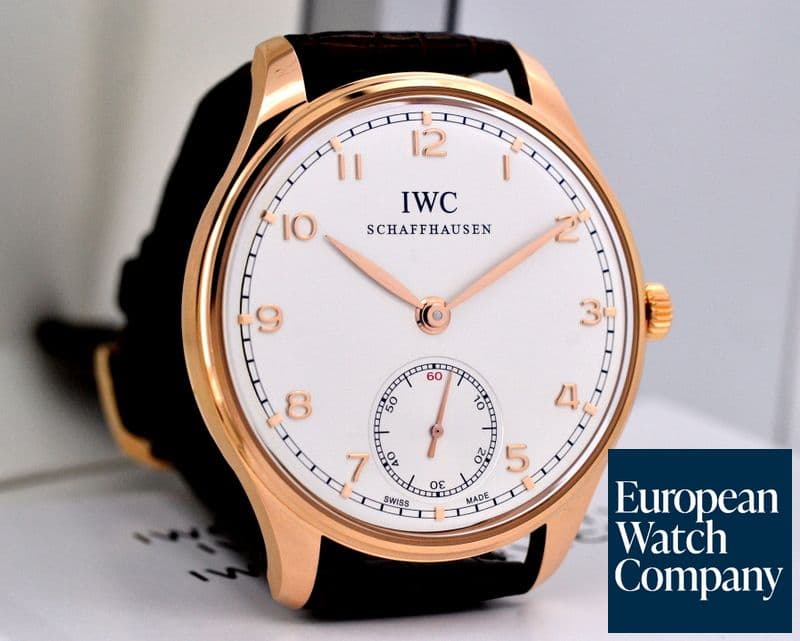Image of IWC Portuguese Hand Wound Silver Dial 18K Rose Gold 
