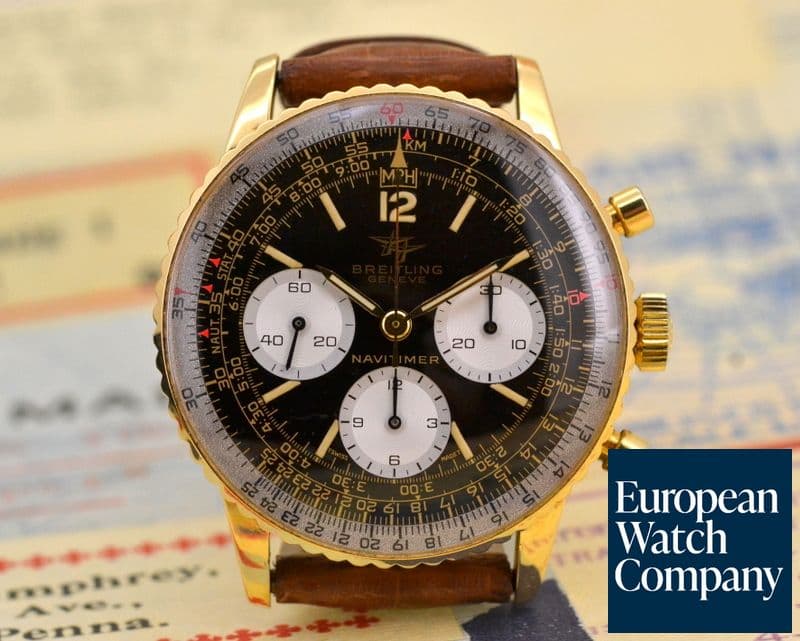 Image of Breitling Rare Vintage Breitling Navitimer 18K Yellow Gold