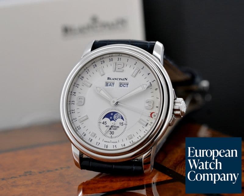 Image of Blancpain Leman Complete Calendar Moon SS White Dial 