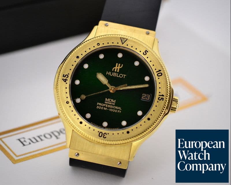 Image of Hublot Professional 300MT 18K Yellow Green Dial 