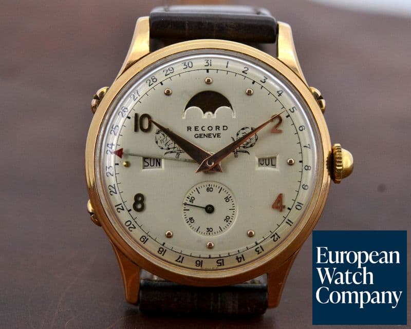 Image of Record Geneve Datofix Triple Date Moon Phase Rose Gold