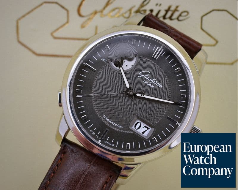 Image of Glashutte Original Senator Panorama Date Moon Phase SS Grey Dial 