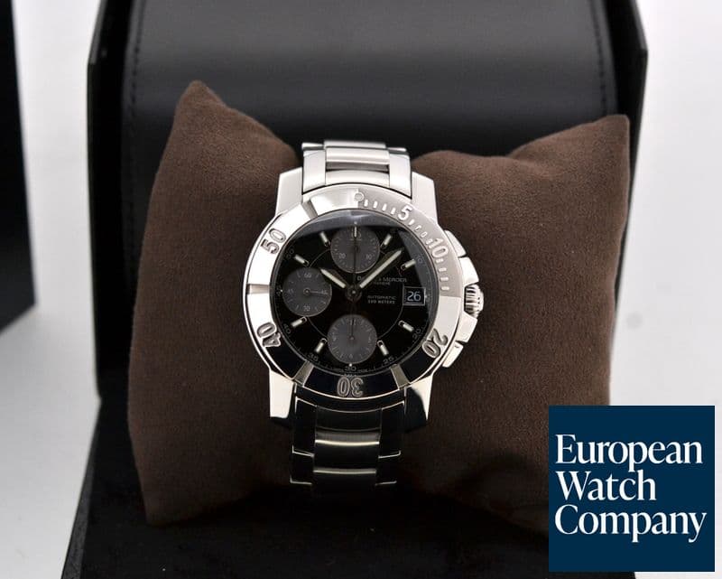 Image of Baume & Mercier Capeland S Chronograph Black Dial SS / SS 
