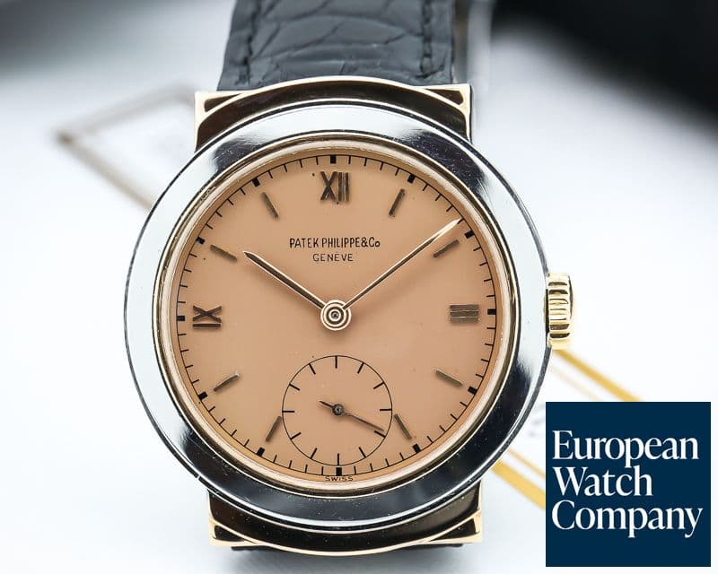 Image of Patek Philippe Vintage 544 SS / Pink Gold Hooded Lugs with Rare Pink Dial