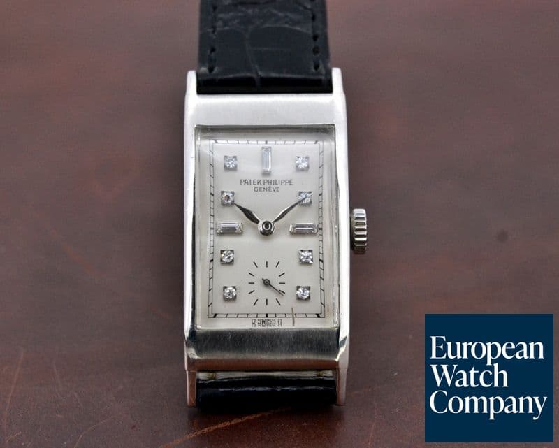 Image of Patek Philippe Vintage Tank Platinum 425 Diamond Markers