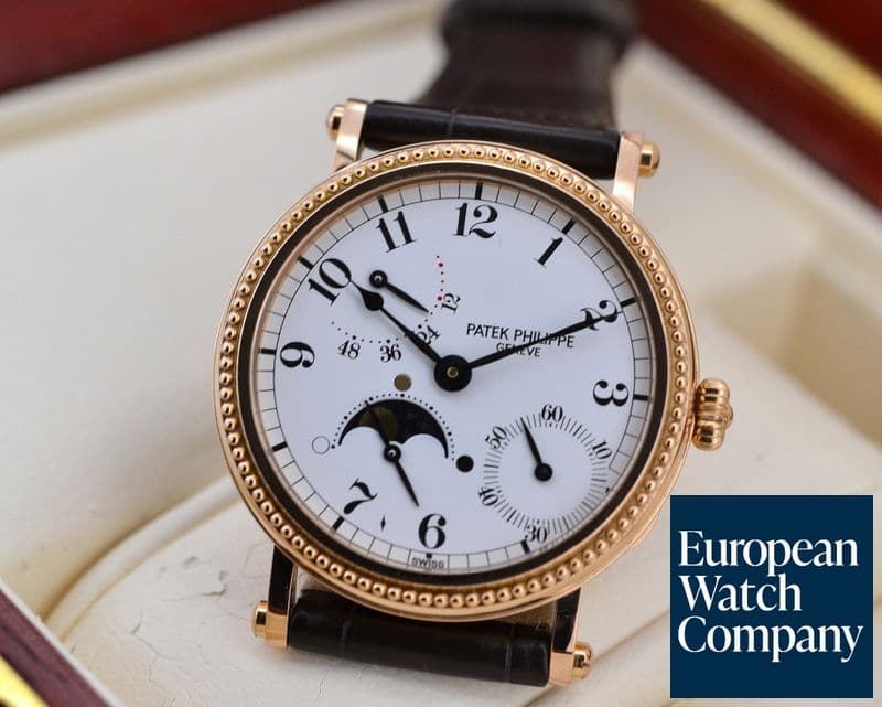 Image of Patek Philippe Moonphase Power Reserve 18K Rose Gold Hobnail Bezel 