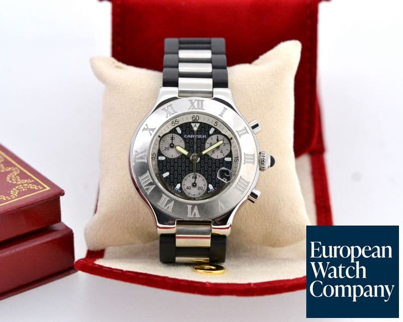 Image of Cartier Must 21 Chronoscaph Quartz SS / Rubber 