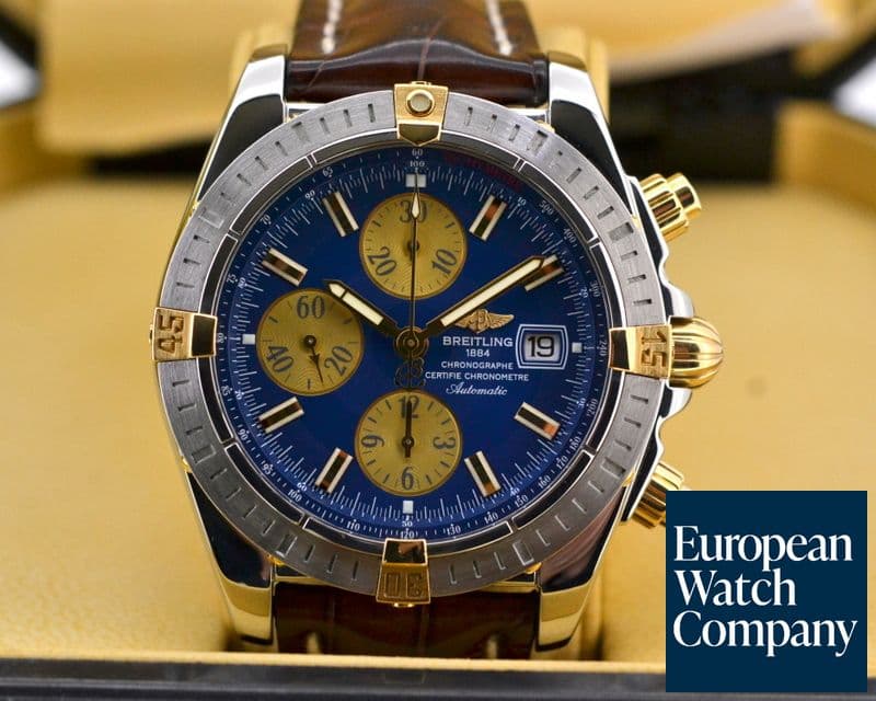 Image of Breitling Chronomat Evolution 18K Yellow Gold / SS Blue Dial