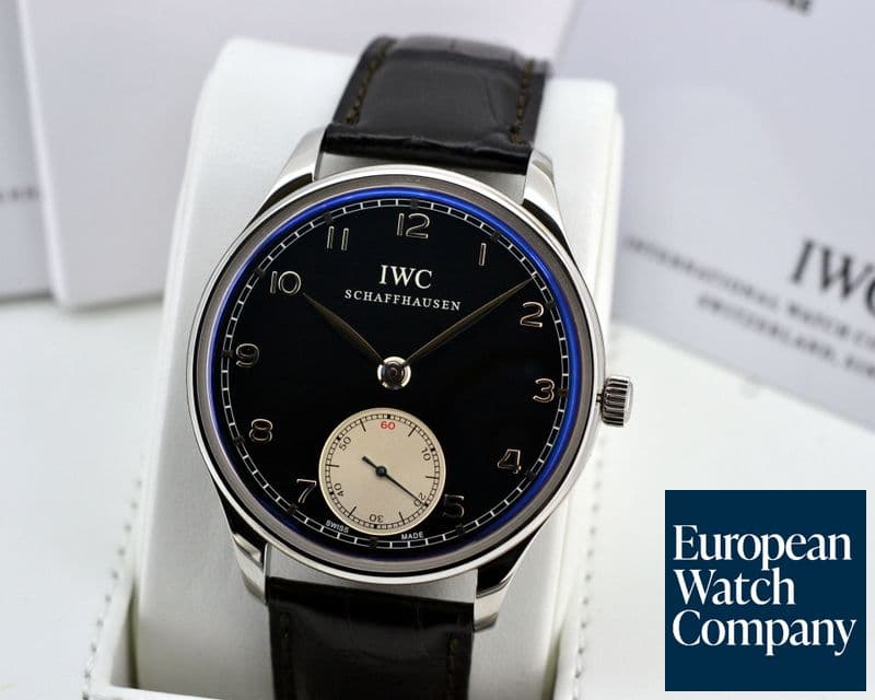 Image of IWC Portuguese Hand Wound SS Black Dial 