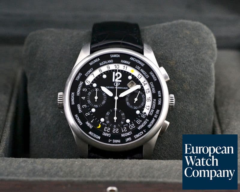 Image of Girard Perregaux World Time WW.TC Stainless Steel Chronograph 
Black Dial
