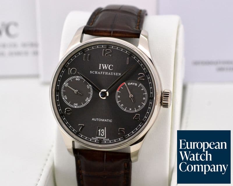 Image of IWC Portuguese 7 Day Automatic 18K White Gold / Grey Dial 