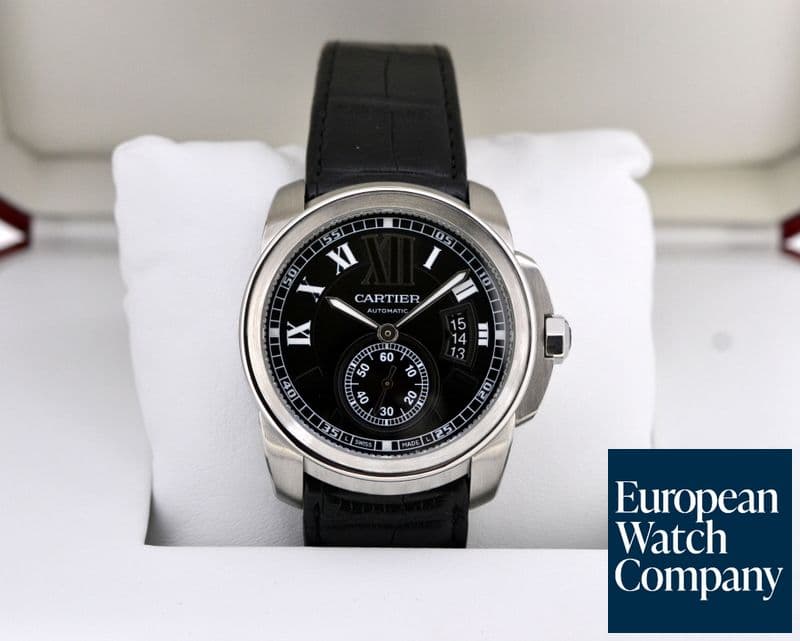 Image of Cartier Calibre de Cartier Black Dial SS / Alligator 