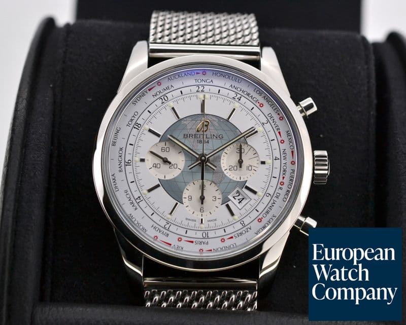 Image of Breitling Transocean Chronograph Unitime Silver Dial SS / SS 