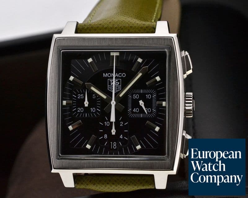 Image of TAG Heuer Monaco Chronograph Square SS Black Dial