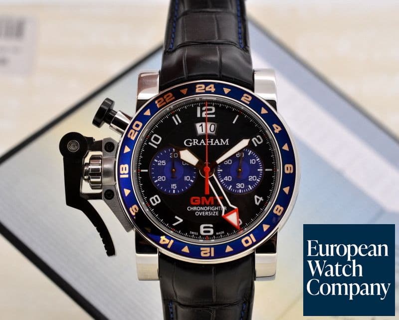 Image of Graham Oversize GMT Chronofighter Blue Bezel SS 