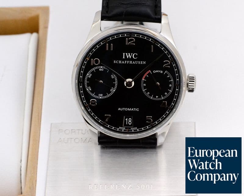 Image of IWC Portuguese 7 Day SS / Black Dial 