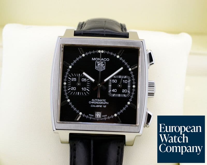 Image of TAG Heuer Monaco Chronograph Square SS Black Dial