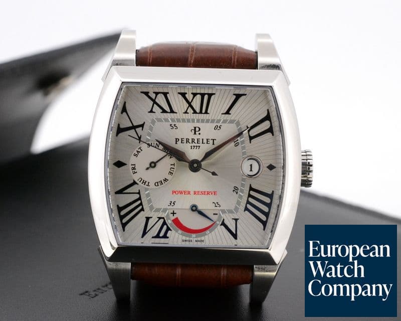 Image of Perrelet Power Reserve Day / Date SS Sunburst Silver Dial