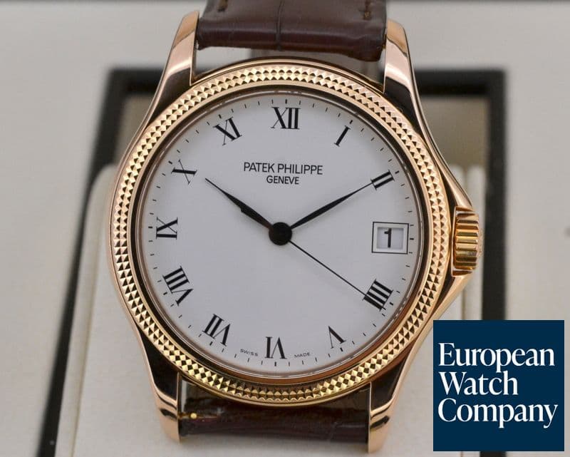 Image of Patek Philippe Calatrava 18K Rose Gold White Roman Hobnail