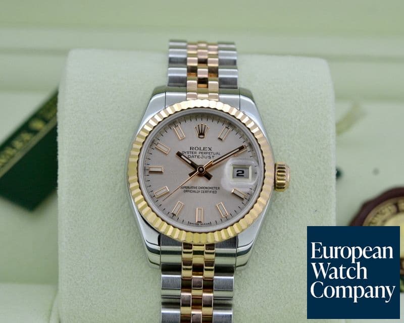 Image of Rolex Lady Datejust 18K Rose/ SS Jubillee Silver Stick Dial