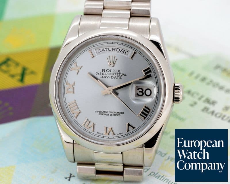 Image of Rolex President Platinum Glacier Roman Dial