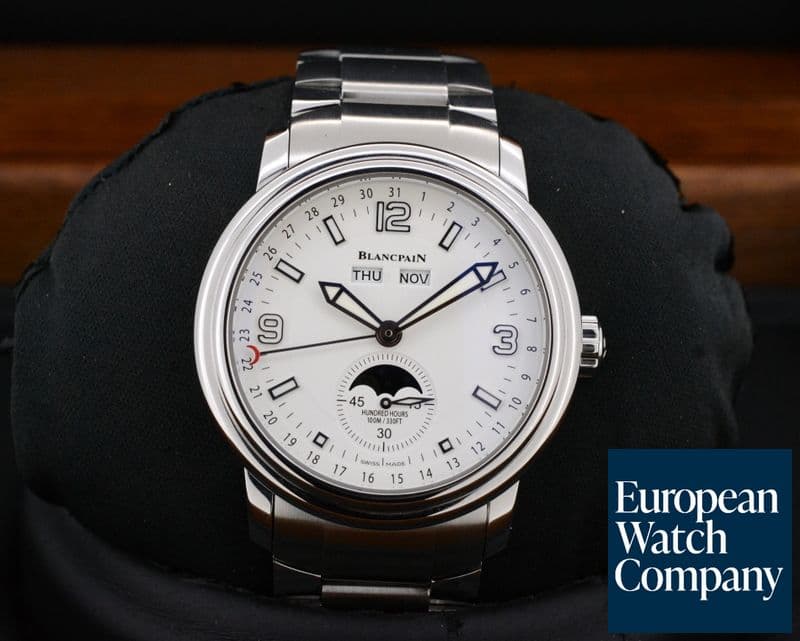 Image of Blancpain Leman Complete Calendar Moon SS White Dial 