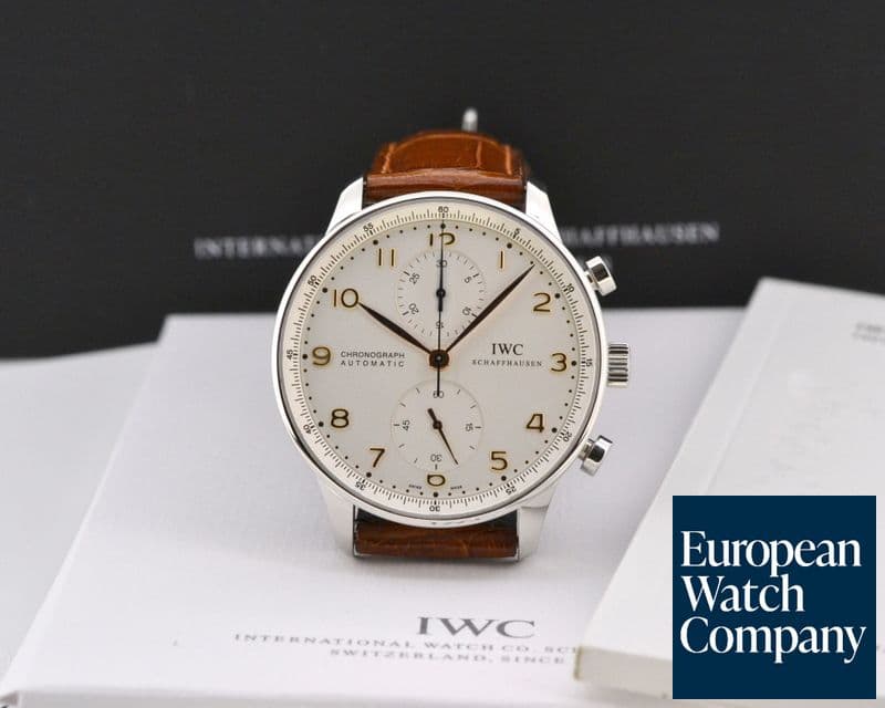 Image of IWC Portuguese Chronograph Silver Dial Gold Numerals SS